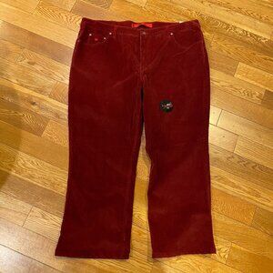 Gloria Vanderbilt Womens Red Corduroy Pants Stretch Bootcut Jean 22 NWT